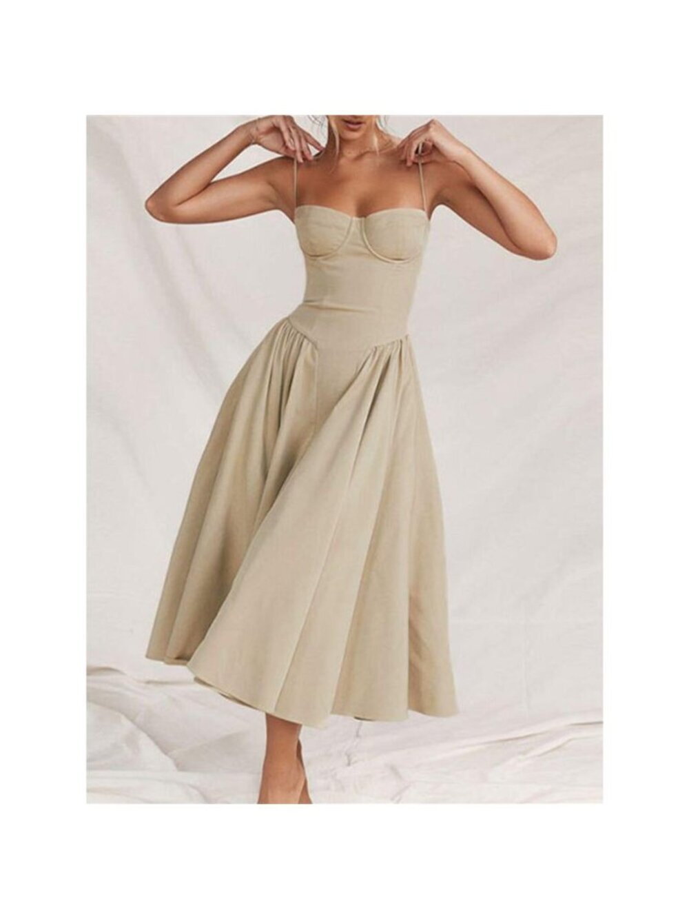 Sweetheart Neck Spaghetti Strap Midi Dress